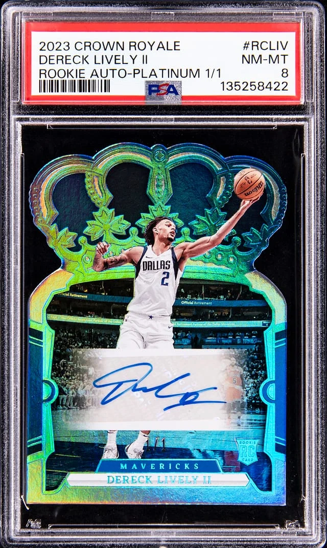 2023-24 Panini Crown Royale Autographs Platinum #-LIV Dereck Lively II #no-number card image