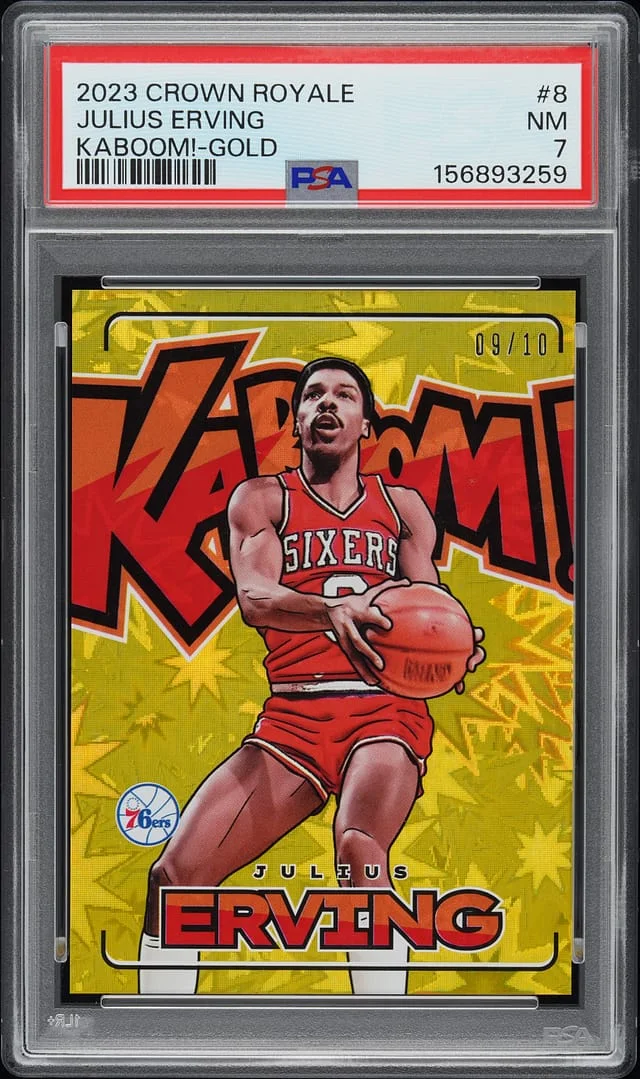 2023-24 Panini Crown Royale Julius Erving Kaboom! Gold #8 card image