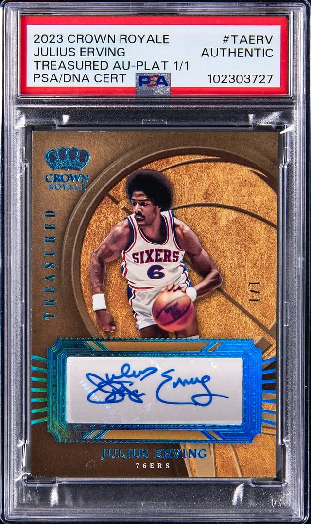 2023-24 Panini Crown Royale Julius Erving Treasured Autograph Platinum #TA-ERV card image