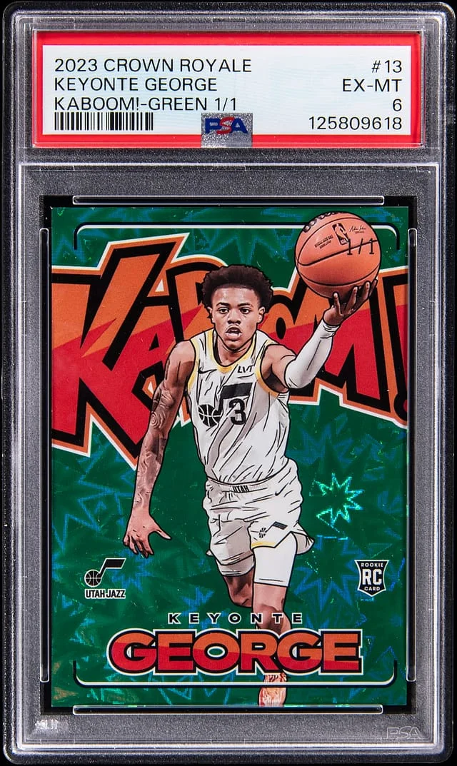 2023-24 Panini Crown Royale Keyonte George Kaboom! Green #13 card image