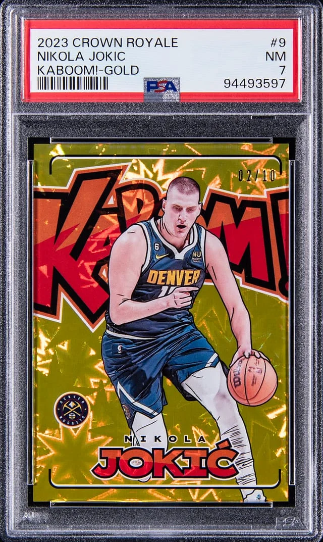 2023-24 Panini Crown Royale Nikola Jokic Kaboom! Gold #9 card image