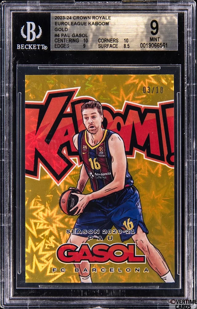 2023-24 Panini Crown Royale Pau Gasol EuroLeague Kaboom Gold #4 card image