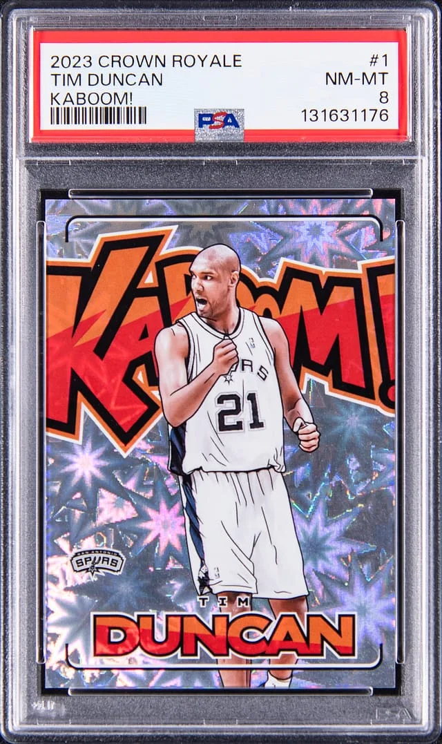 2023-24 Panini Crown Royale Tim Duncan Kaboom! Gold #1 card image