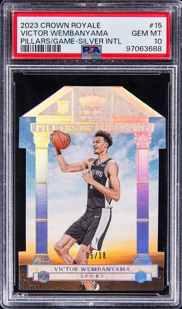 2023-24 Panini Crown Royale Victor Wembanyama Pillars Of The Game Silver International #15 card image