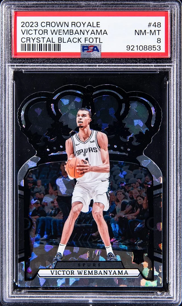 2023-24 Panini Crown Royale Victor Wembanyama Crystal Black 1st Off The Line (FOTL) #48 card image