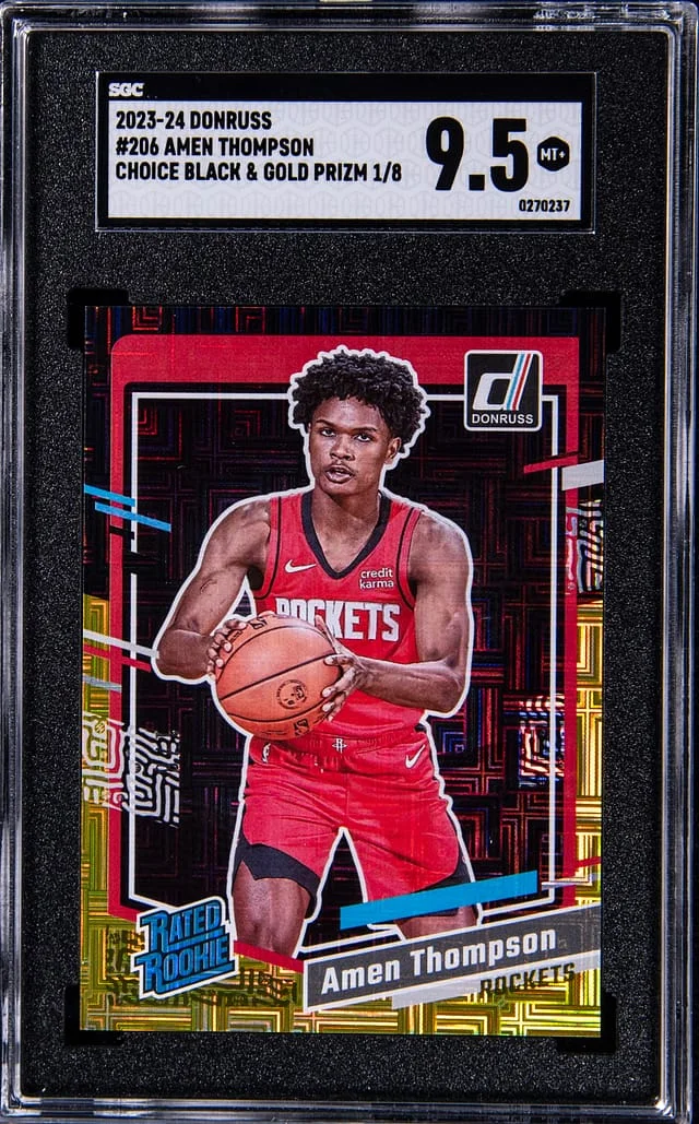 2023-24 Panini Donruss Amen Thompson Choice Black & Gold Prizm #206 card image