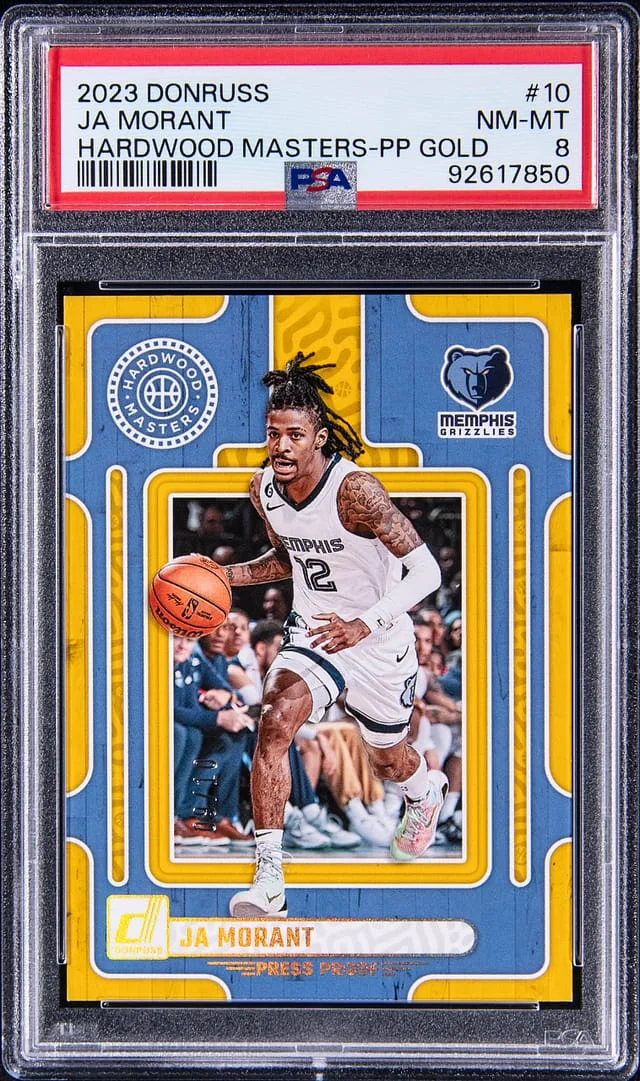 2023-24 Panini Donruss Ja Morant Hardwood Masters Press Proof Gold #10 card image