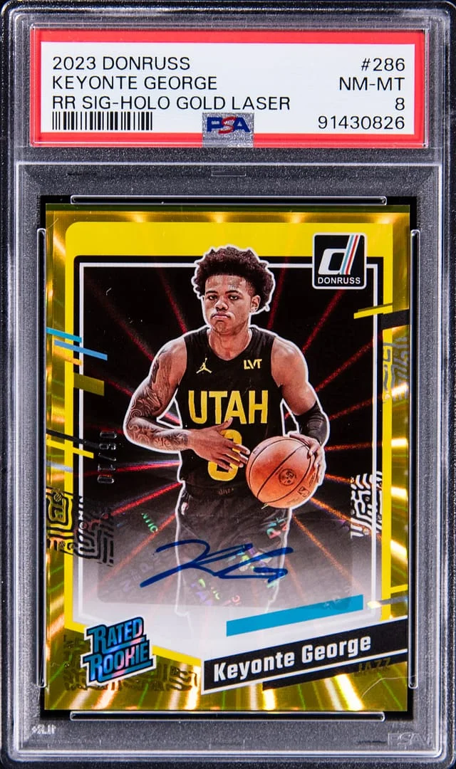 2023-24 Panini Donruss Keyonte George Rated Signature Holo Gold Laser #286 card image
