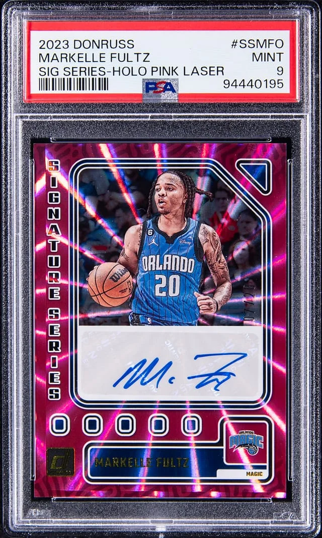 2023-24 Panini Donruss Markelle Fultz Signature Series Holo Pink Laser #SS-MFO card image
