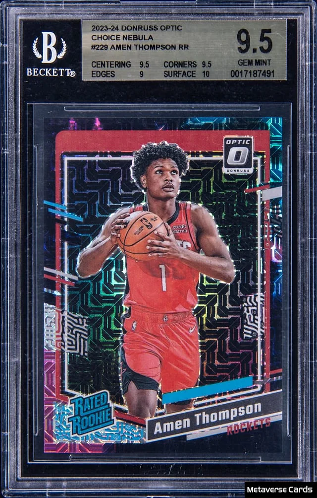 2023-24 Panini Donruss Optic Amen Thompson Rated Choice Nebula Prizm #229 card image