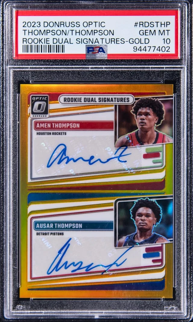 2023-24 Panini Donruss Optic Amen Thompson/Ausar Thompson Dual Signatures Gold #RDS-THP card image