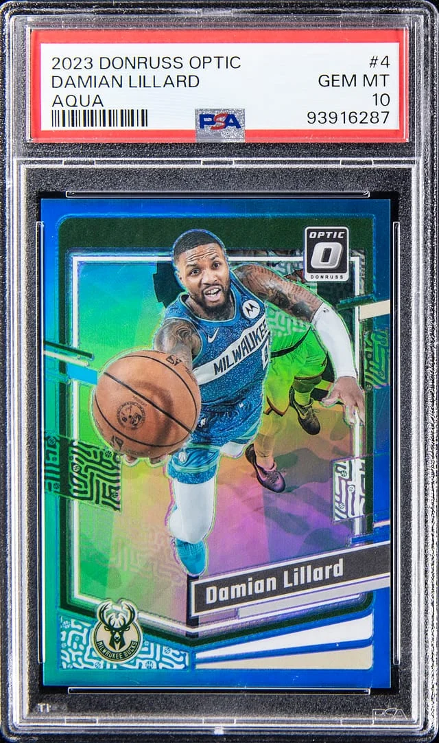 2023-24 Panini Donruss Optic Damian Lillard Aqua #4 card image