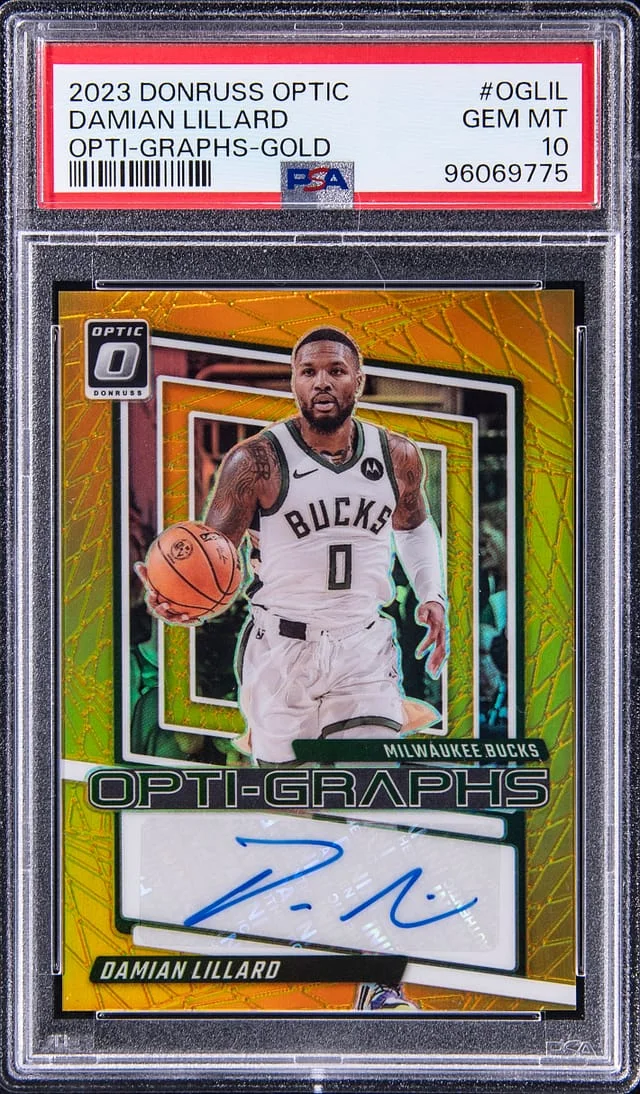 2023-24 Panini Donruss Optic Damian Lillard Opti-Graphs Gold #OG-LIL card image