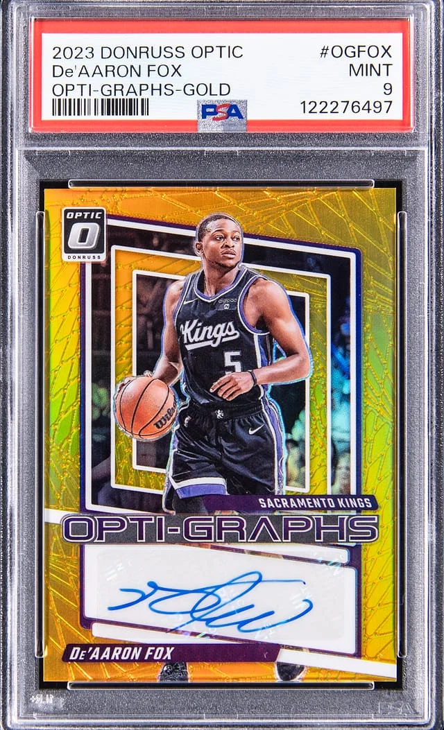 2023-24 Panini Donruss Optic De'Aaron Fox Opti Graphs Gold #OG-FOX card image