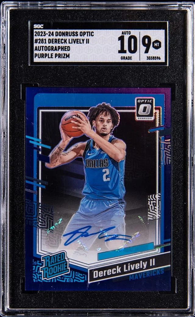 2023-24 Panini Donruss Optic Dereck Lively II Autographed Purple Prizm #281 card image