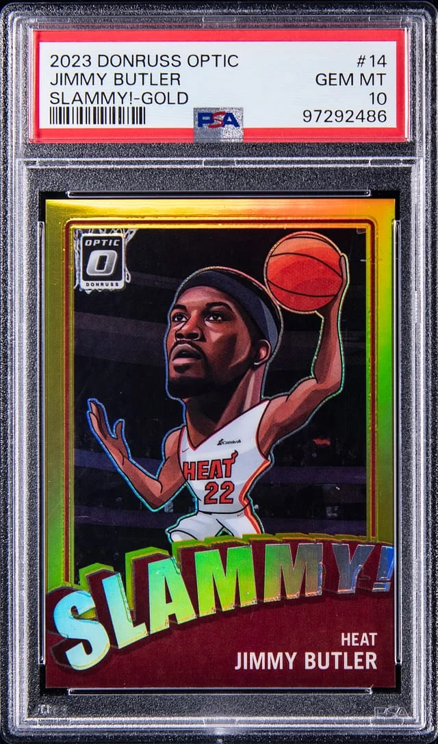 2023-24 Panini Donruss Optic Jimmy Butler Slammy! Gold #14 card image