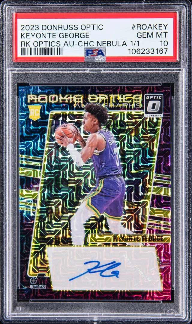 2023-24 Panini Donruss Optic Keyonte George Optics Autographs Nebula Choice Prizm #ROA-KEY card image