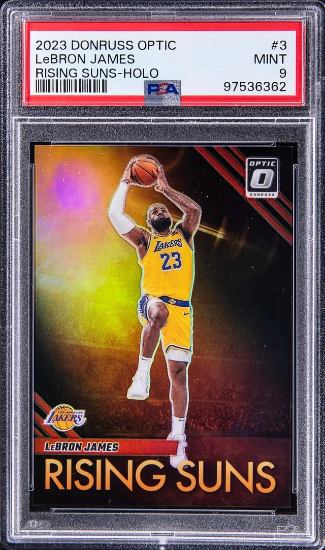2023-24 Panini Donruss Optic LeBron James Rising Suns Holo #3 card image