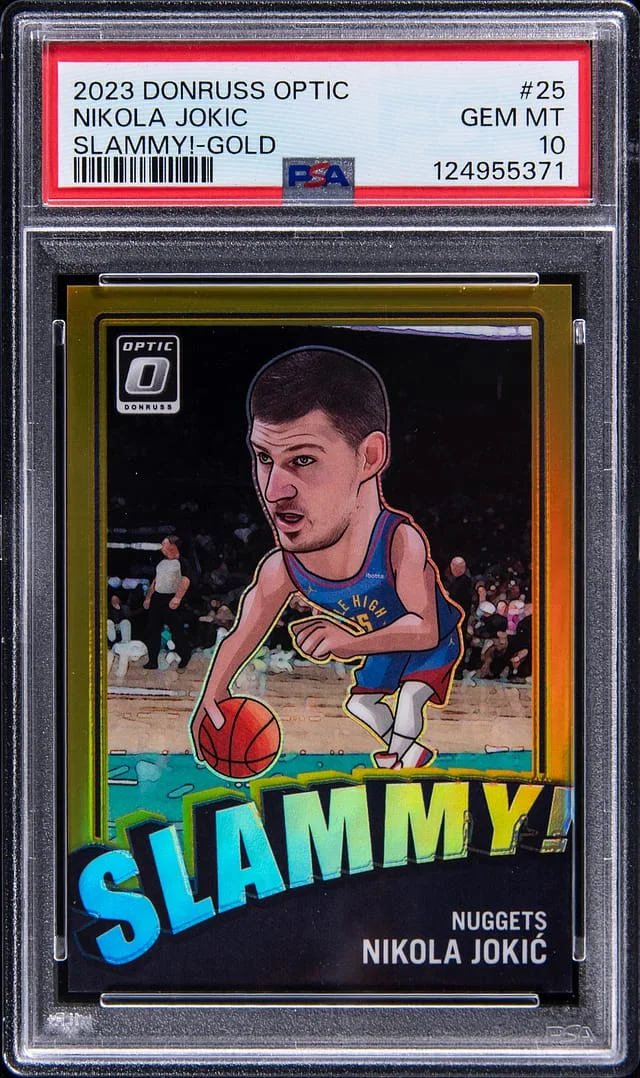 2023-24 Panini Donruss Optic Nikola Jokic Slammy! Gold #25 card image