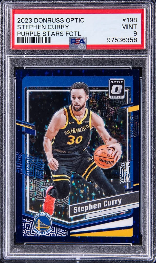 2023-24 Panini Donruss Optic Stephen Curry Purple Stars Prizm FOTL #198 card image