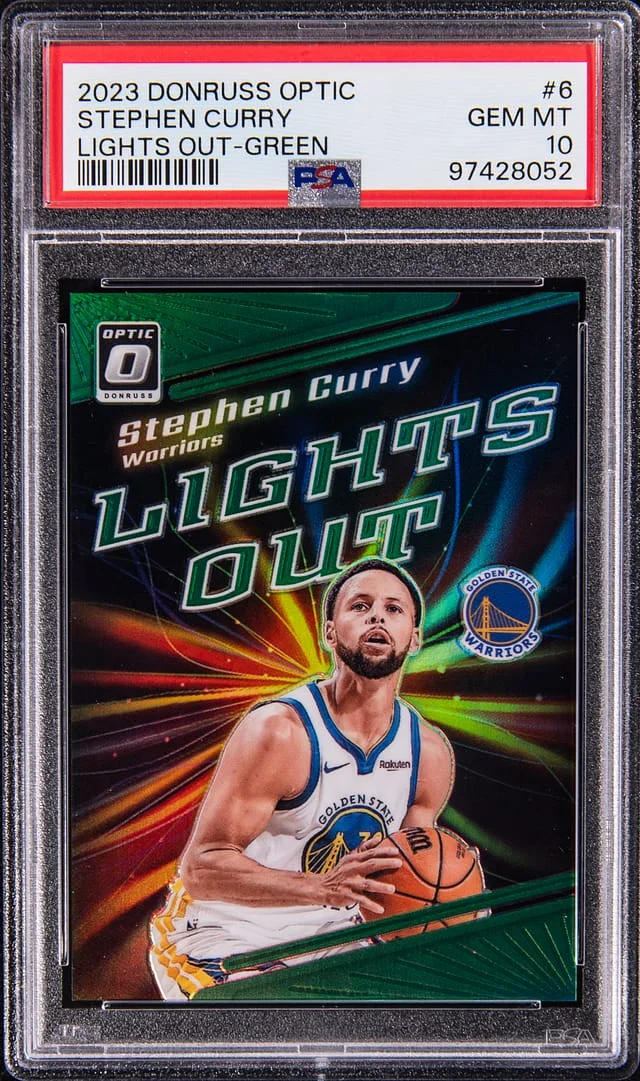 2023-24 Panini Donruss Optic Stephen Curry Lights Out Green Prizm #6 card image