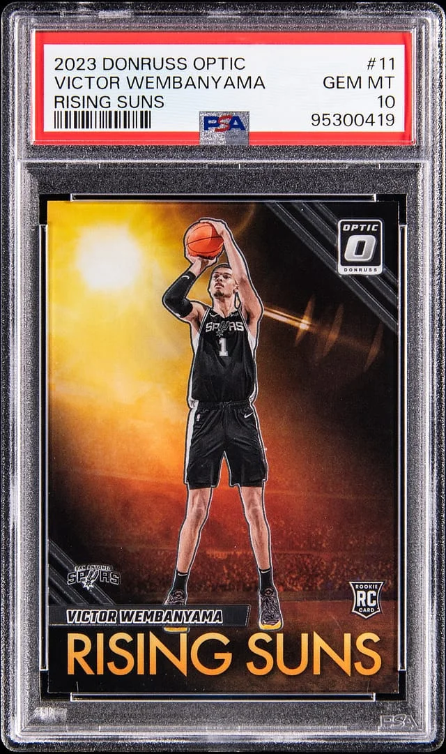 2023-24 Panini Donruss Optic Victor Wembanyama Rising Suns Gold #11 card image