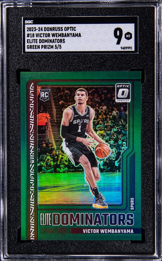 2023-24 Panini Donruss Optic Victor Wembanyama Elite Dominators Green Prizm #18 card image