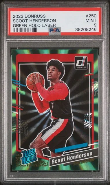 2023-24 Panini Donruss Scoot Henderson Green Holo Laser Rated #250 card image