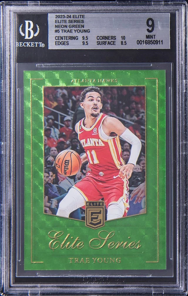 2023-24 Panini Donruss Trae Young Elite Neon Green #6 card image