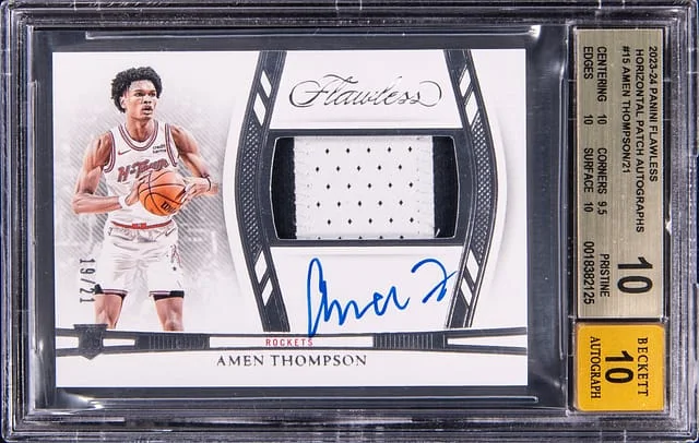 2023-24 Panini Flawless Amen Thompson Horizontal Patch Autograph Emerald #HPA-ATH card image