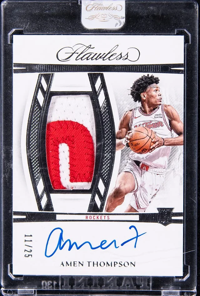 2023-24 Panini Flawless Amen Thompson Vertical Patch Autograph #VPA-ATH card image