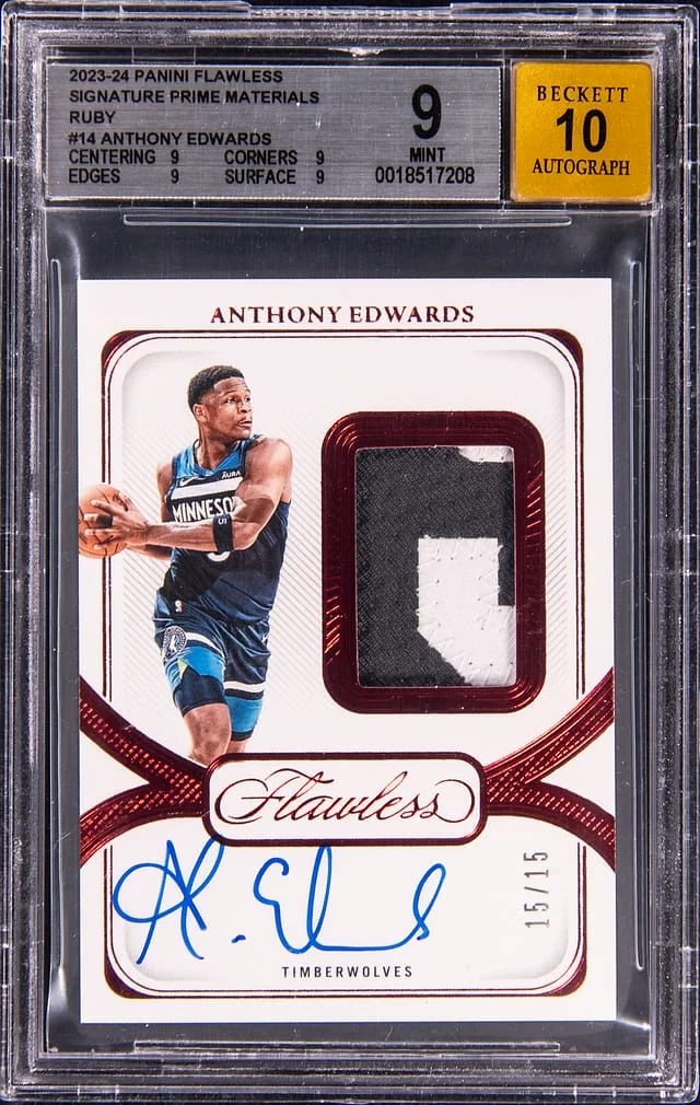 2023-24 Panini Flawless Anthony Edwards Signature Prime Materials #SPA-ANT card image