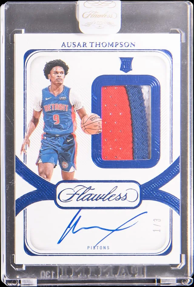 2023-24 Panini Flawless Ausar Thompson Signature Prime Materials Blue #SPA-ADT card image