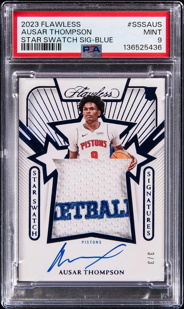 2023-24 Panini Flawless Ausar Thompson Star Swatch Signatures Blue #SSS-AUS card image
