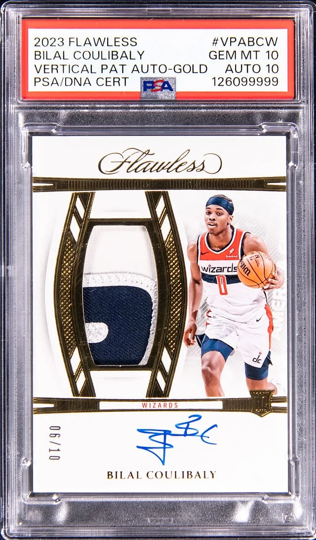 2023-24 Panini Flawless Bilal Coulibaly Vertical Patch Autograph Gold #VPA-BCW card image