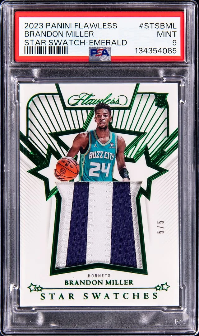 2023-24 Panini Flawless Brandon Miller Star Swatch Signatures Emerald #STS-BML card image