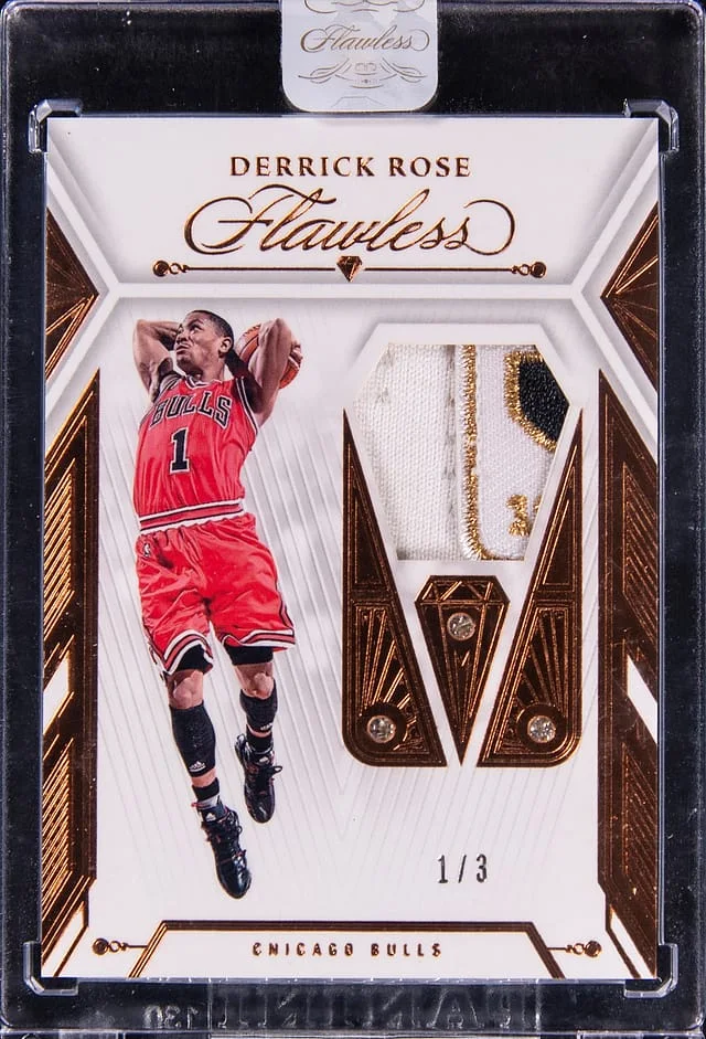 2023-24 Panini Flawless Derrick Rose Patch/Diamond Diamond Swatches Bronze #DS-DRS card image