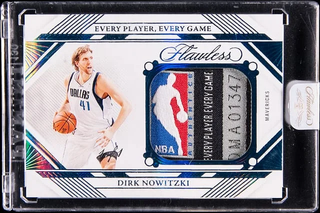2023-24 Panini Flawless Dirk Nowitzki Patch Card - Panini Encased Every Player, Every Game #EPE-DIR card image