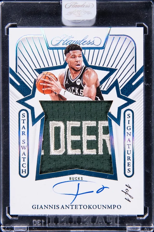 2023-24 Panini Flawless Giannis Antetokounmpo Star Swatch Signatures Platinum #SSS-GAN card image