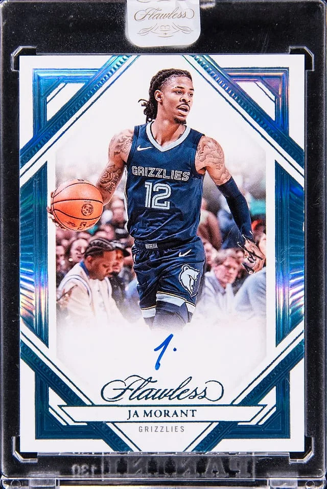 2023-24 Panini Flawless Ja Morant Frame Signatures Platinum #FFS-JAM card image