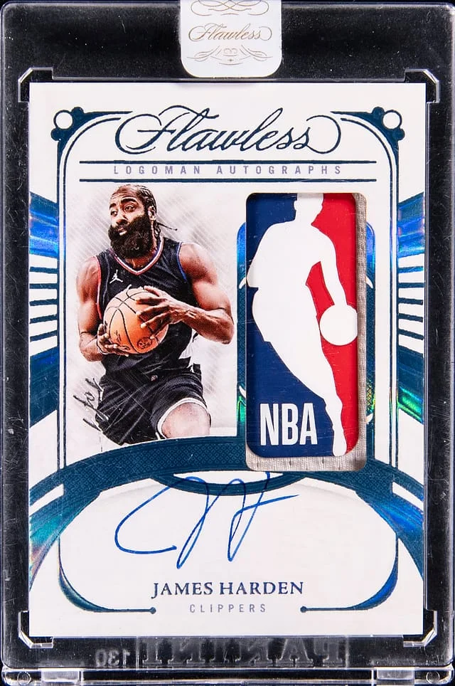 2023-24 Panini Flawless James Harden Logoman Autographs #LAU-JHA card image