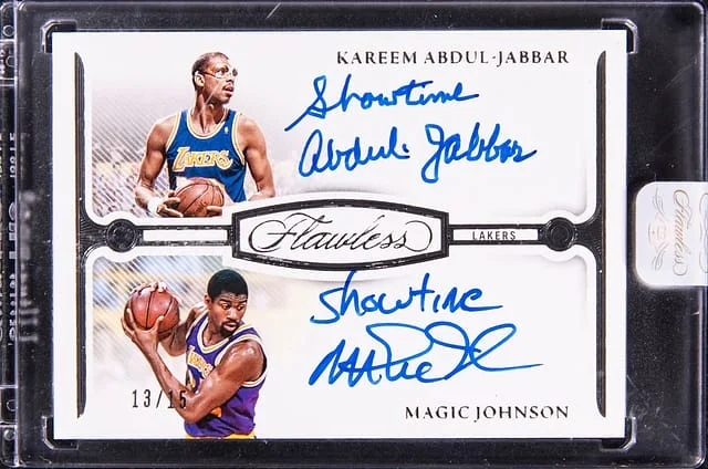 2023-24 Panini Flawless Kareem Abdul-Jabbar/Magic Johnson Dual Inscriptions #FDI-LAL card image