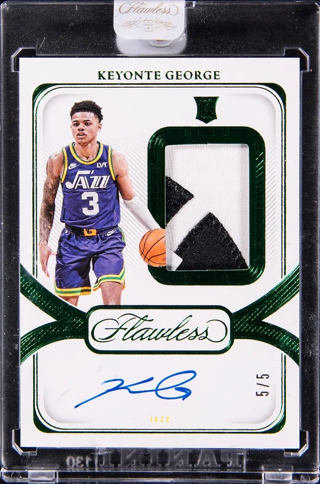 2023-24 Panini Flawless Keyonte George Patch Autograph (RPA) Emerald #SPA-KEY card image