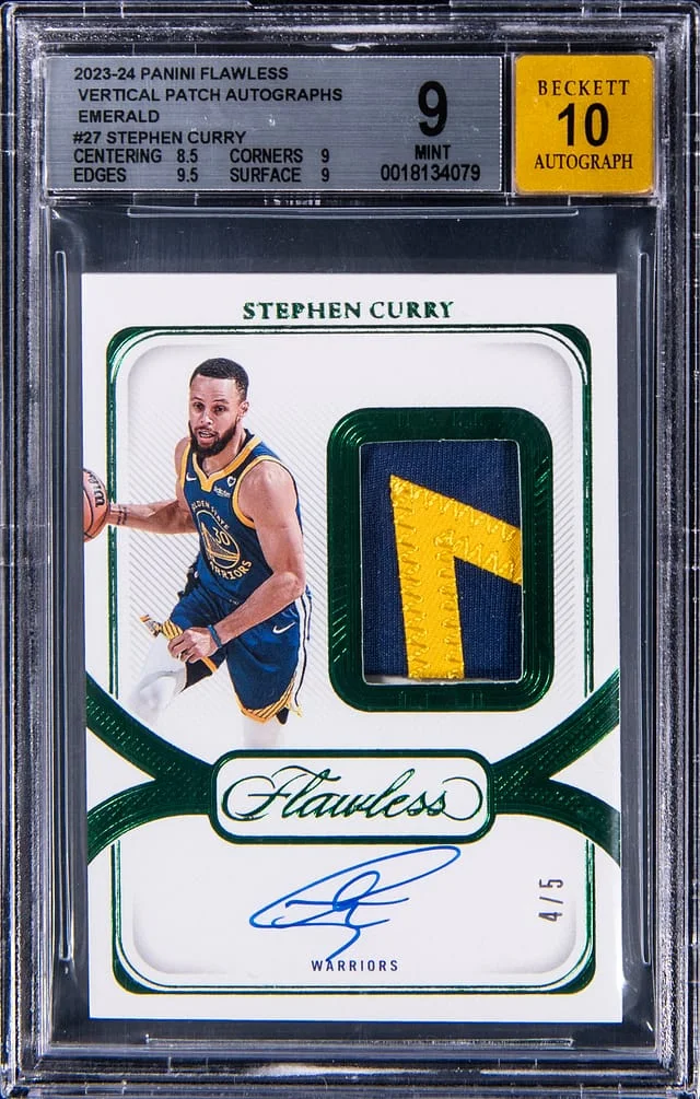 2023-24 Panini Flawless Stephen Curry Signature Prime Materials #SPA-SCG card image