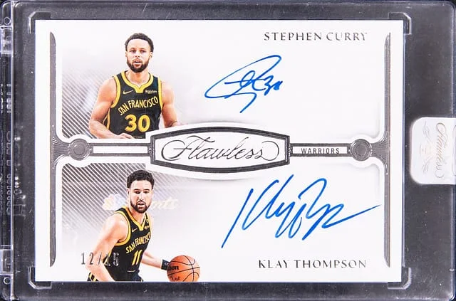 2023-24 Panini Flawless Stephen Curry/Klay Thompson Dual Inscriptions #FDI-GSW card image