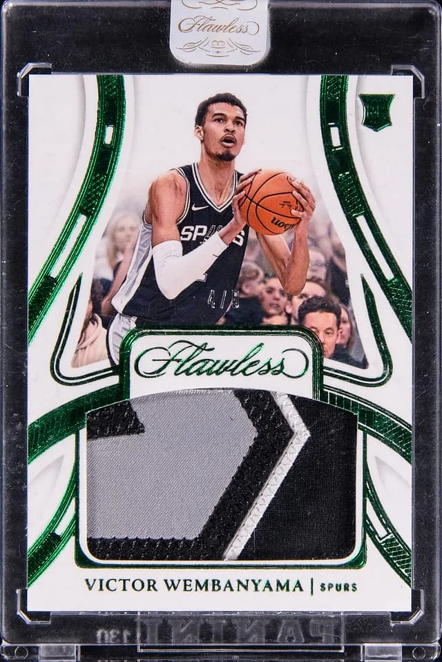 2023-24 Panini Flawless Victor Wembanyama Patch - Panini Encased Patches Emerald #PAT-WEM card image