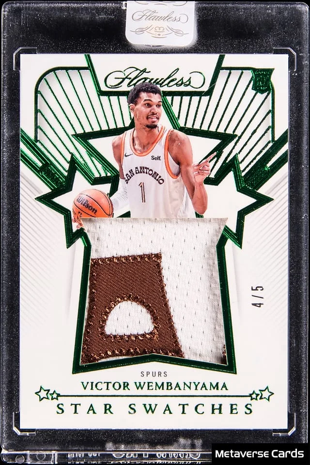 2023-24 Panini Flawless Victor Wembanyama Patch - Panini Encased Star Swatches Emerald #STS-VWE card image