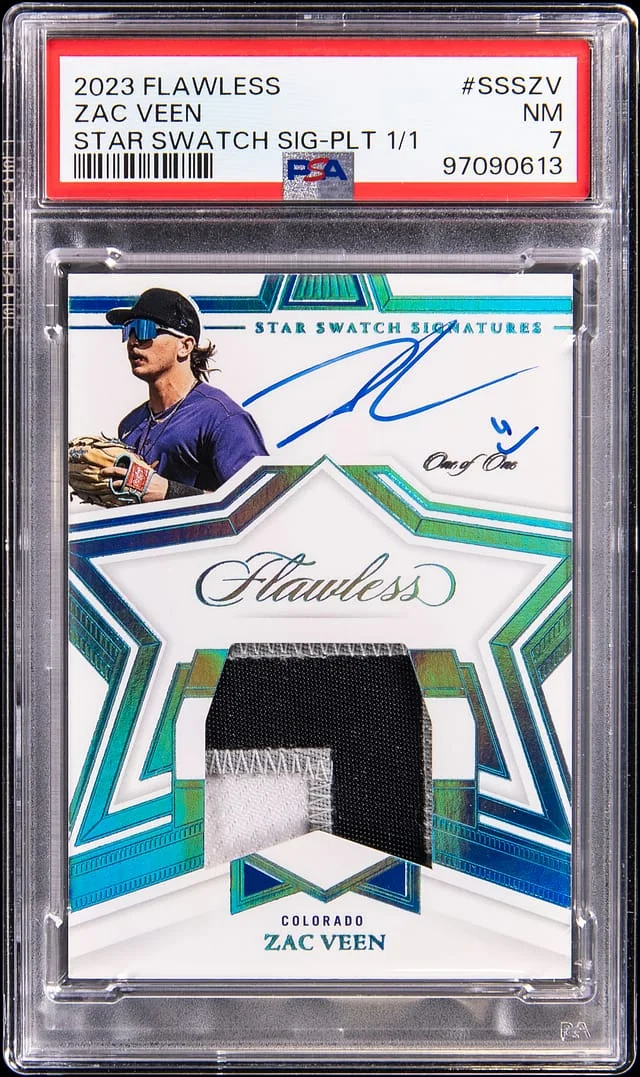 2023-24 Panini Flawless Zac Veen Star Swatch Signatures Platinum #SSS-ZV card image