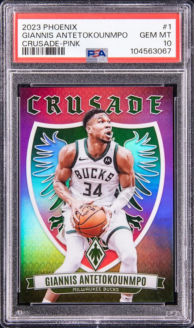 2023-24 Panini Giannis Antetokounmpo Phoenix Crusade Pink #1 card image
