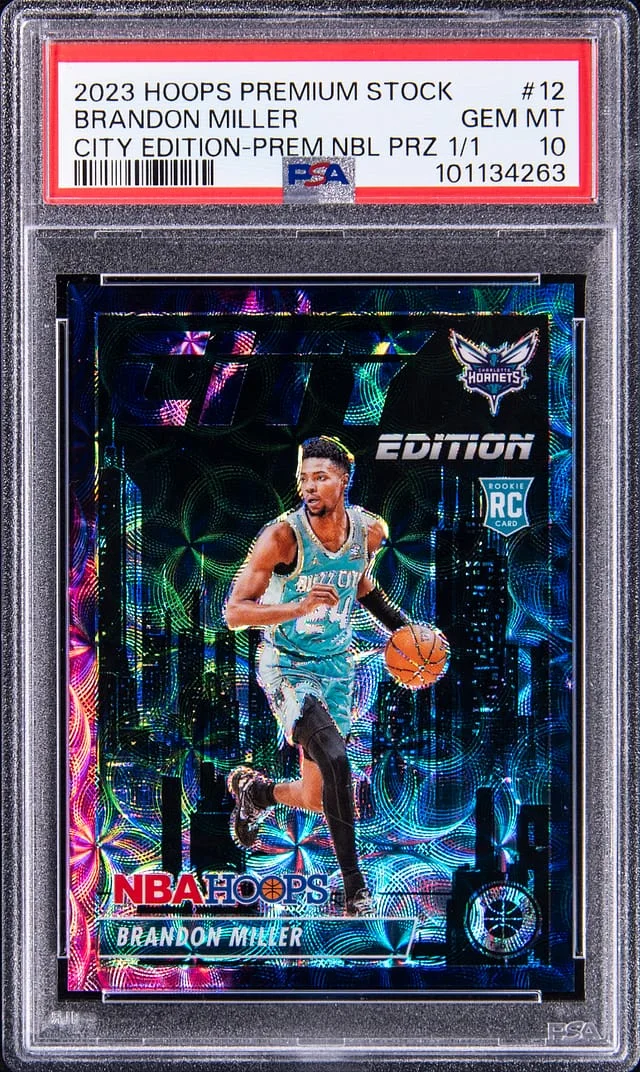 2023-24 Panini Hoops Premium Stock Brandon Miller City Edition Premium Nebula Prizm #12 card image